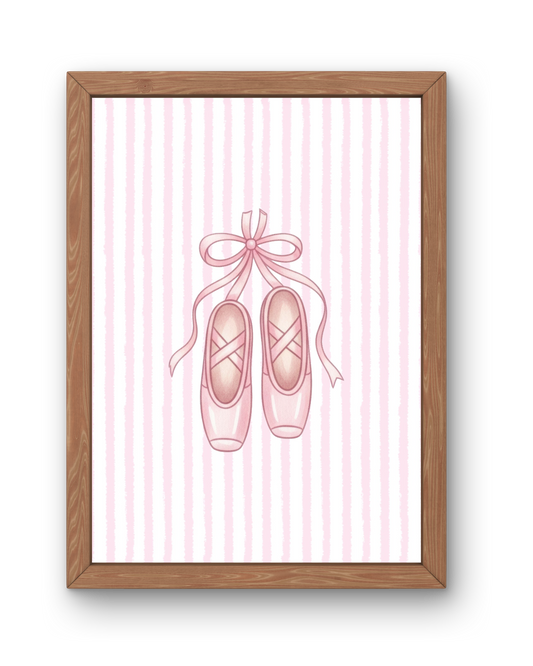 Pink Stripe Print - Ballet Shoes