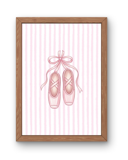 Pink Stripe Print - Ballet Shoes