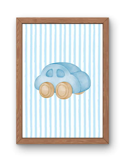 Blue Stripe Print - Toy Car