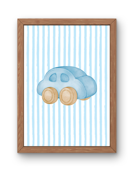 Blue Stripe Print - Toy Car