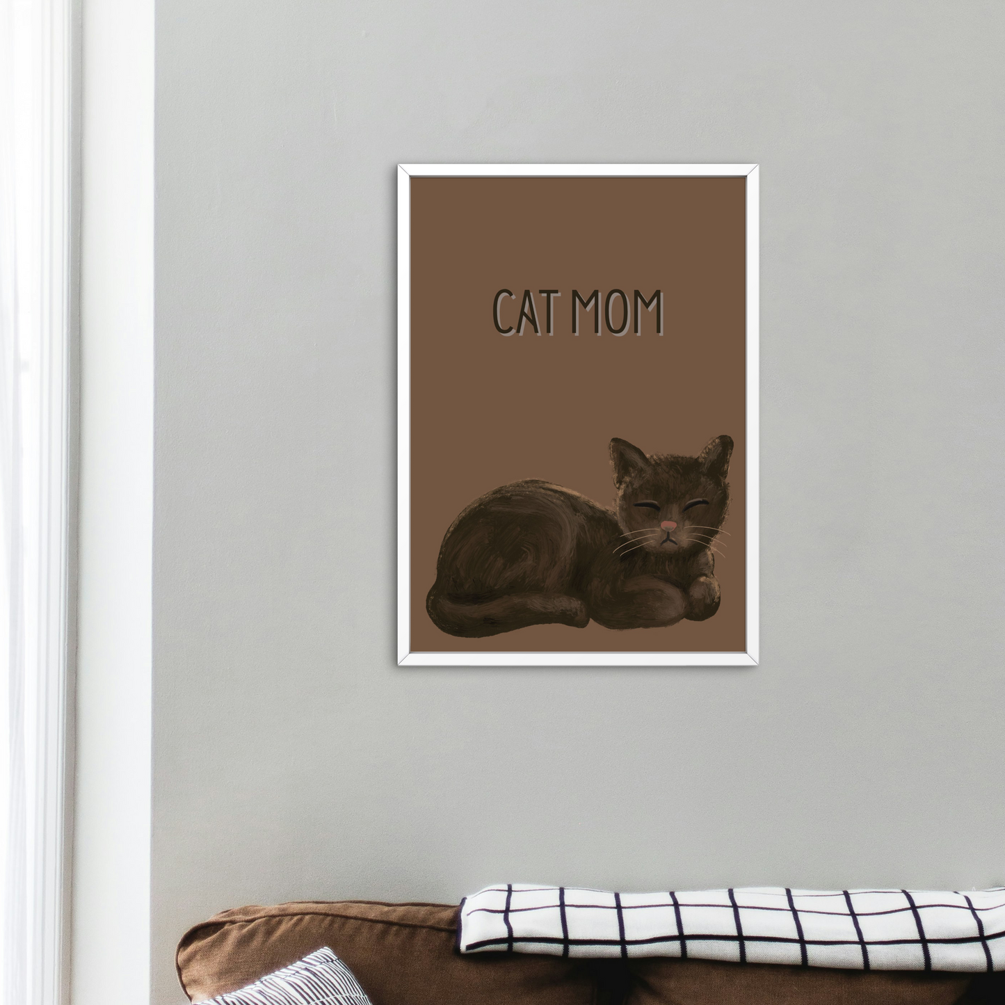 Cat Mom Print - Dark Brown