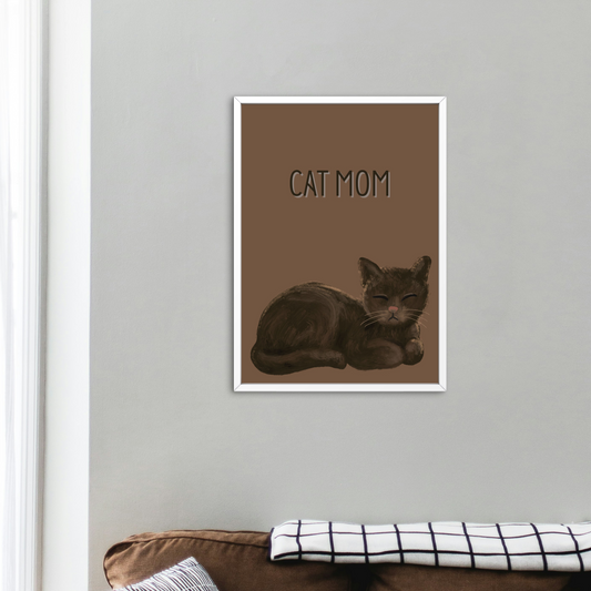 Cat Mom Print - Dark Brown