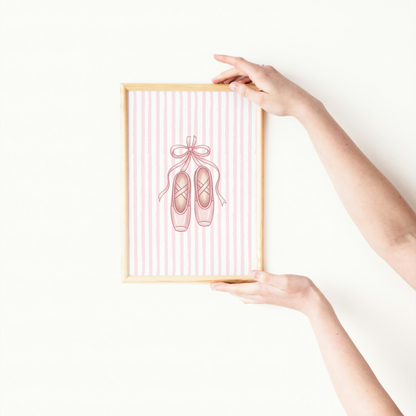 Pink Stripe Print - Ballet Shoes