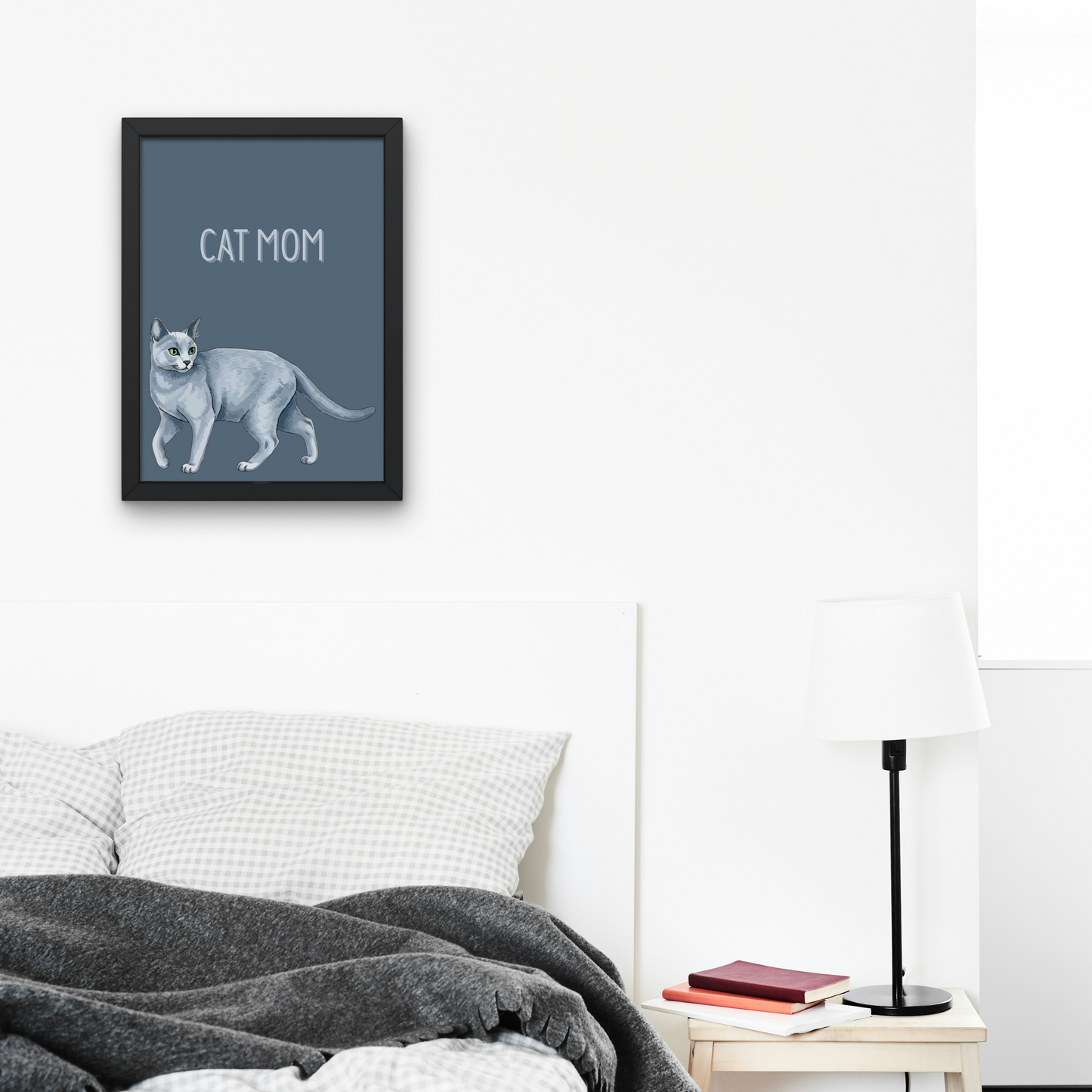 Cat Mom Print - Grey