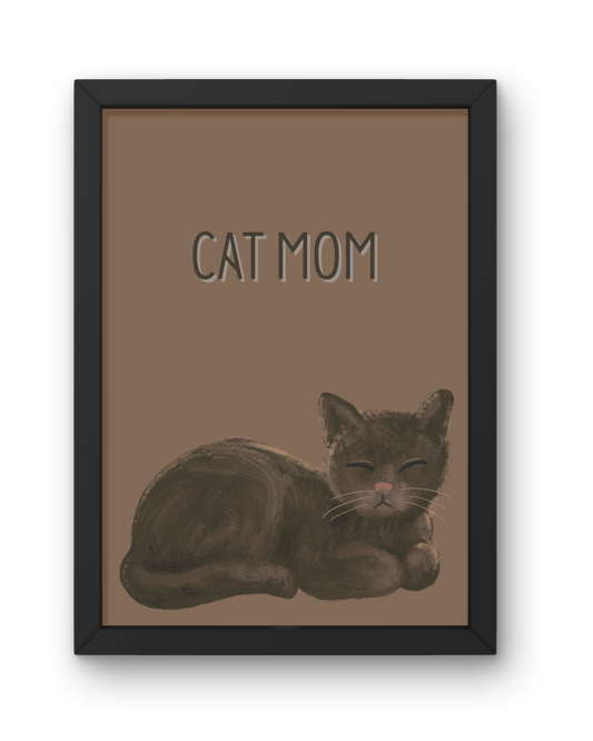Cat Mom Print - Dark Brown