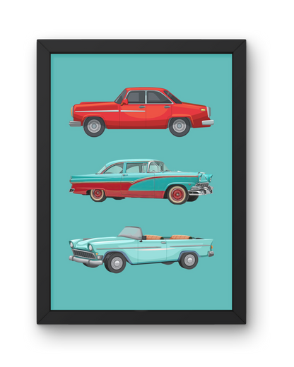 Vintage Car Print - Teal