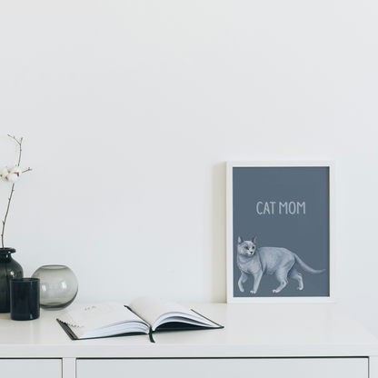 Cat Mom Print - Grey