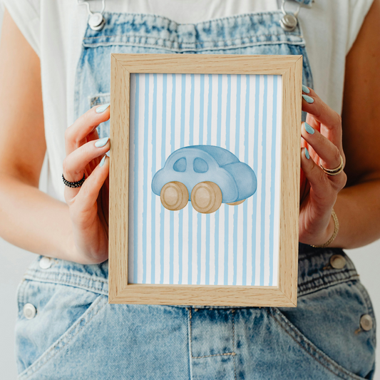 Blue Stripe Print - Toy Car