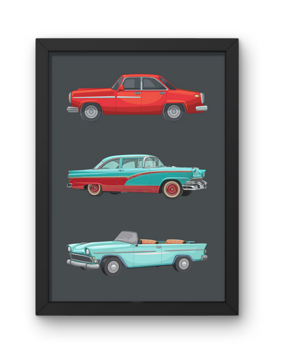 Vintage Car Print - Dark Grey