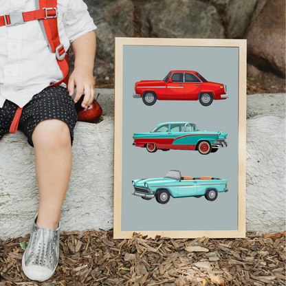 Vintage Car Print - Grey