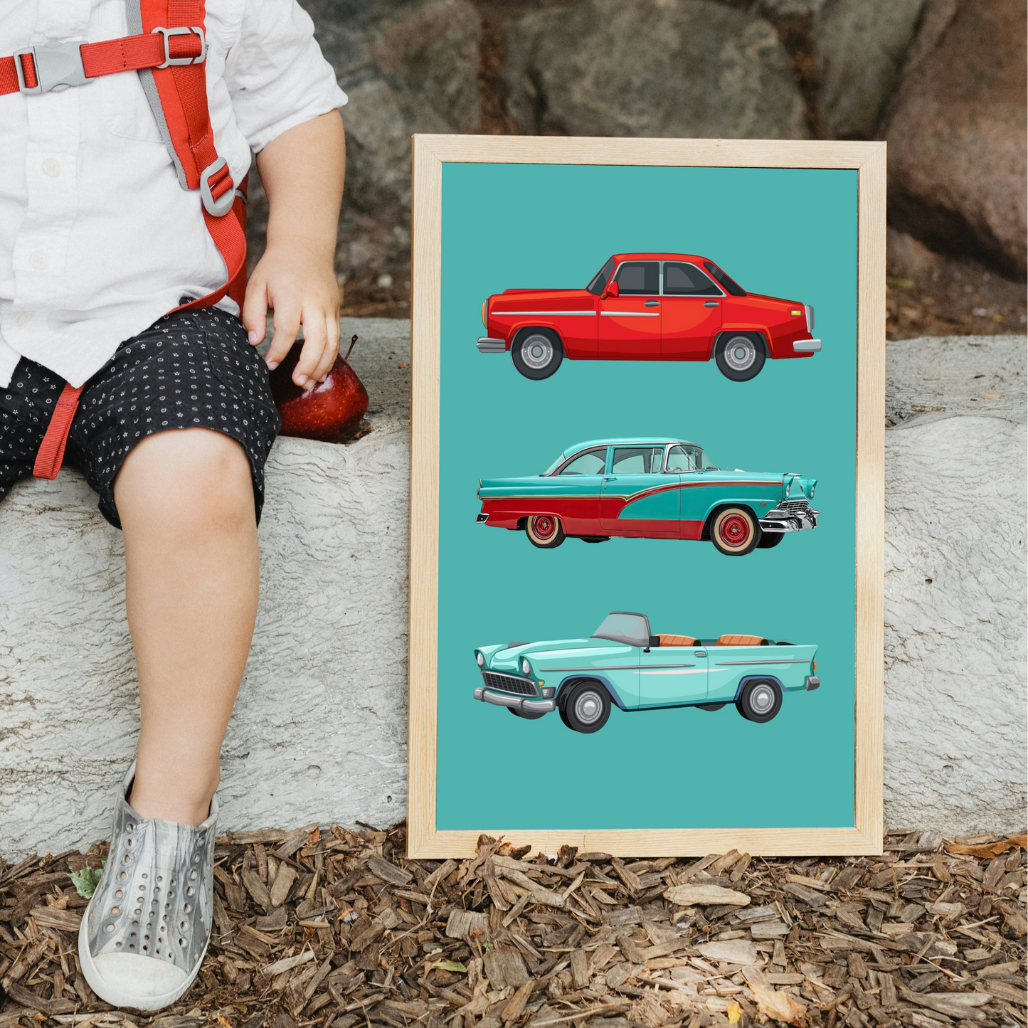 Vintage Car Print - Teal