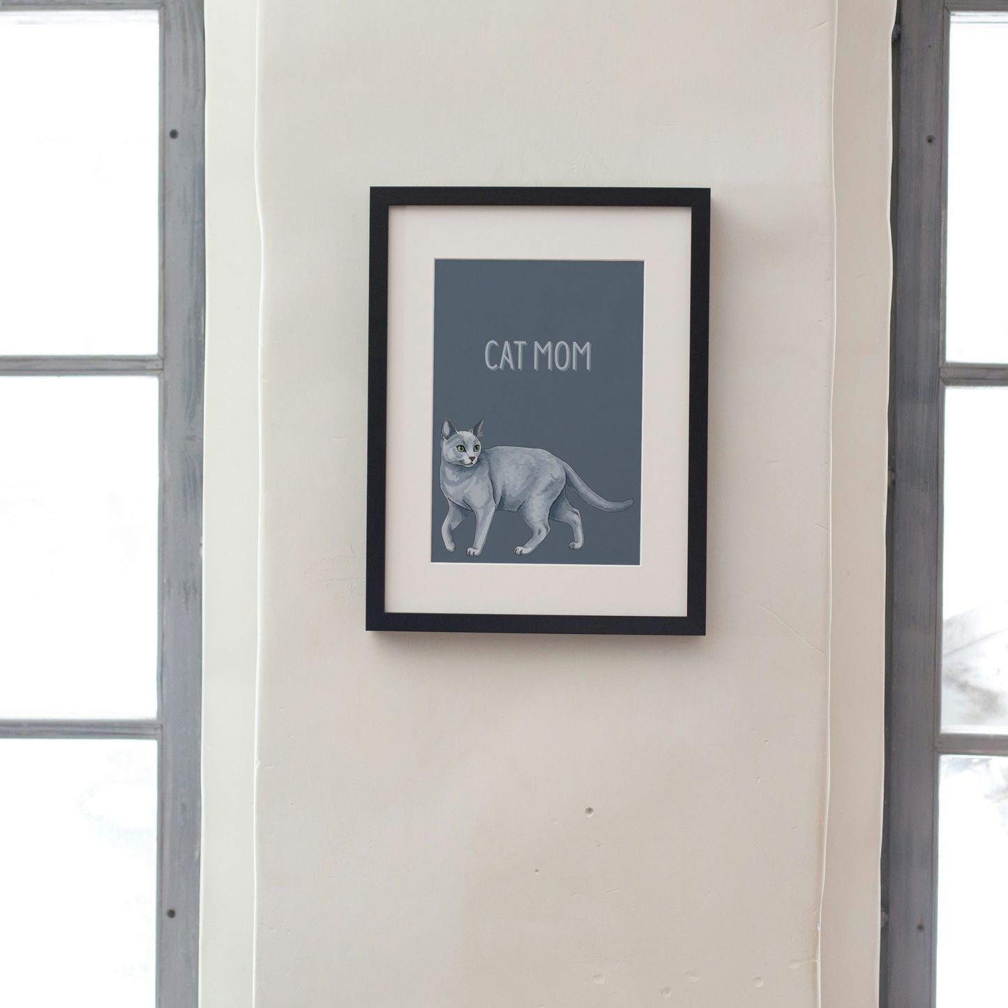Cat Mom Print - Grey