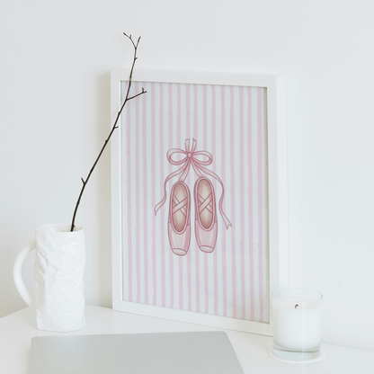 Pink Stripe Print - Ballet Shoes
