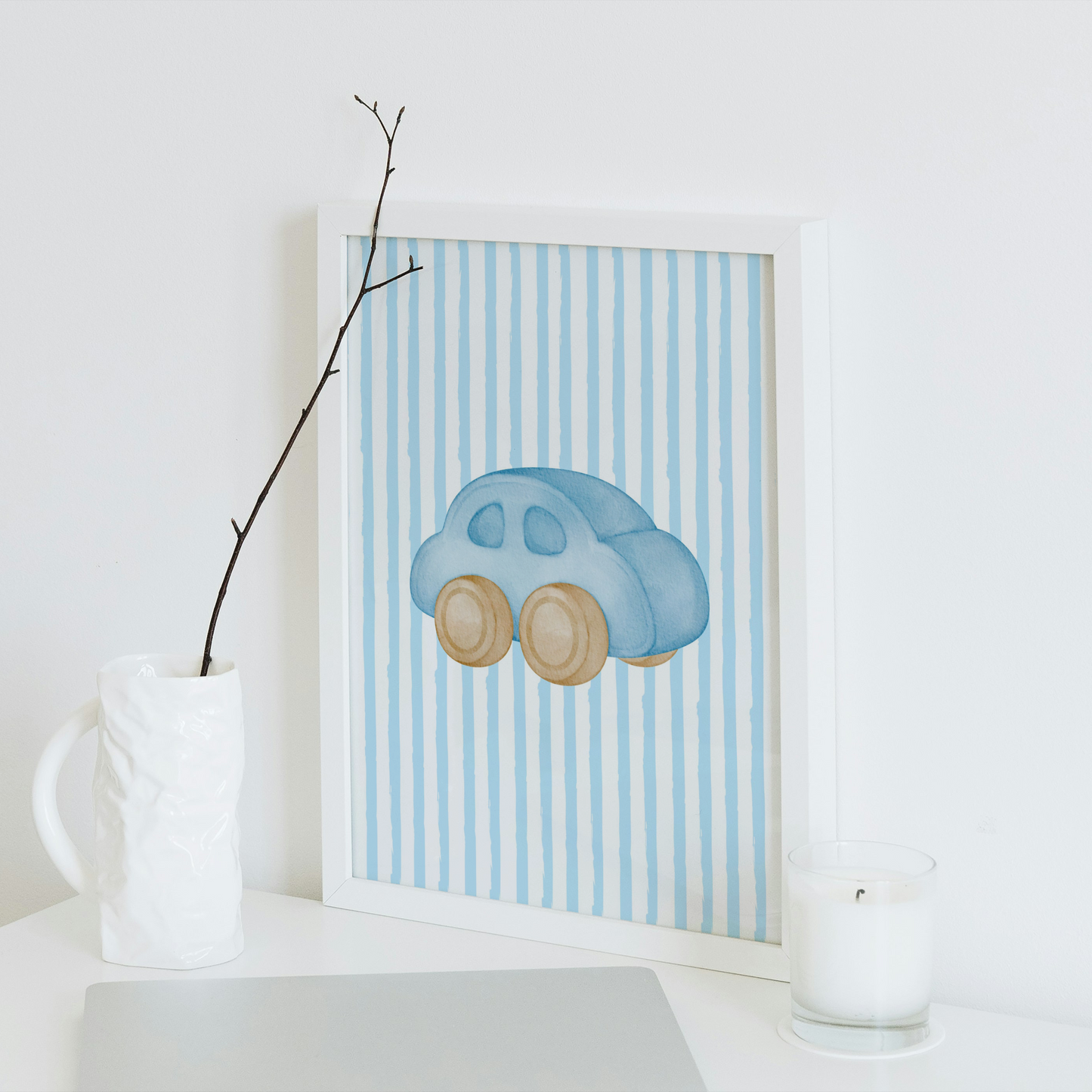 Blue Stripe Print - Toy Car