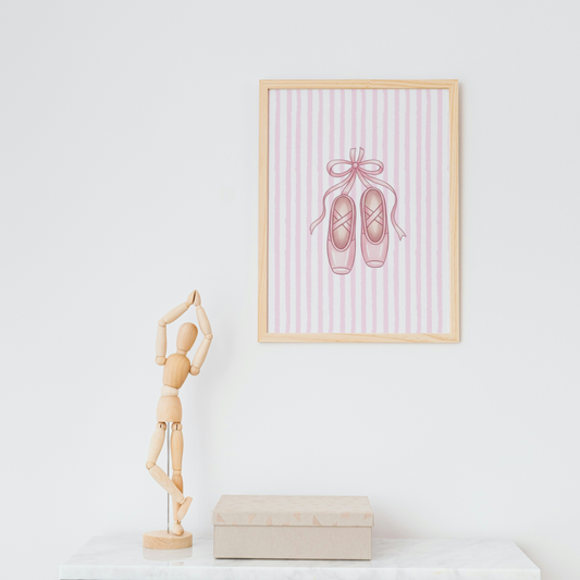 Pink Stripe Print - Ballet Shoes