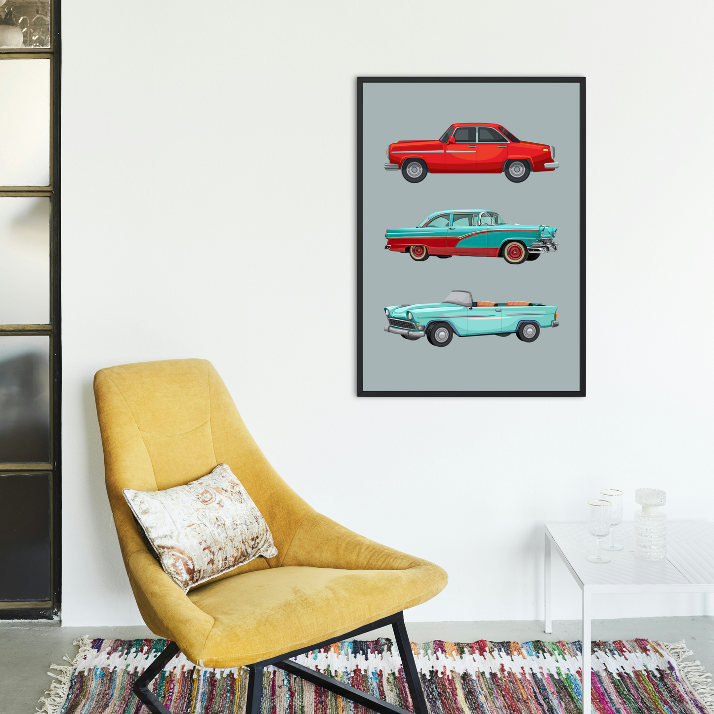 Vintage Car Print - Grey