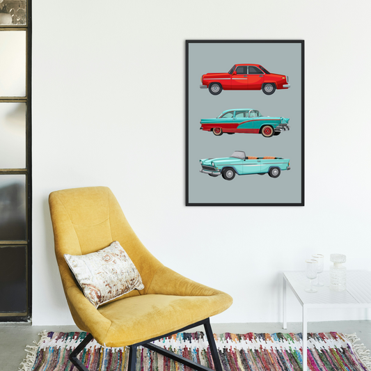 Vintage Car Print - Grey